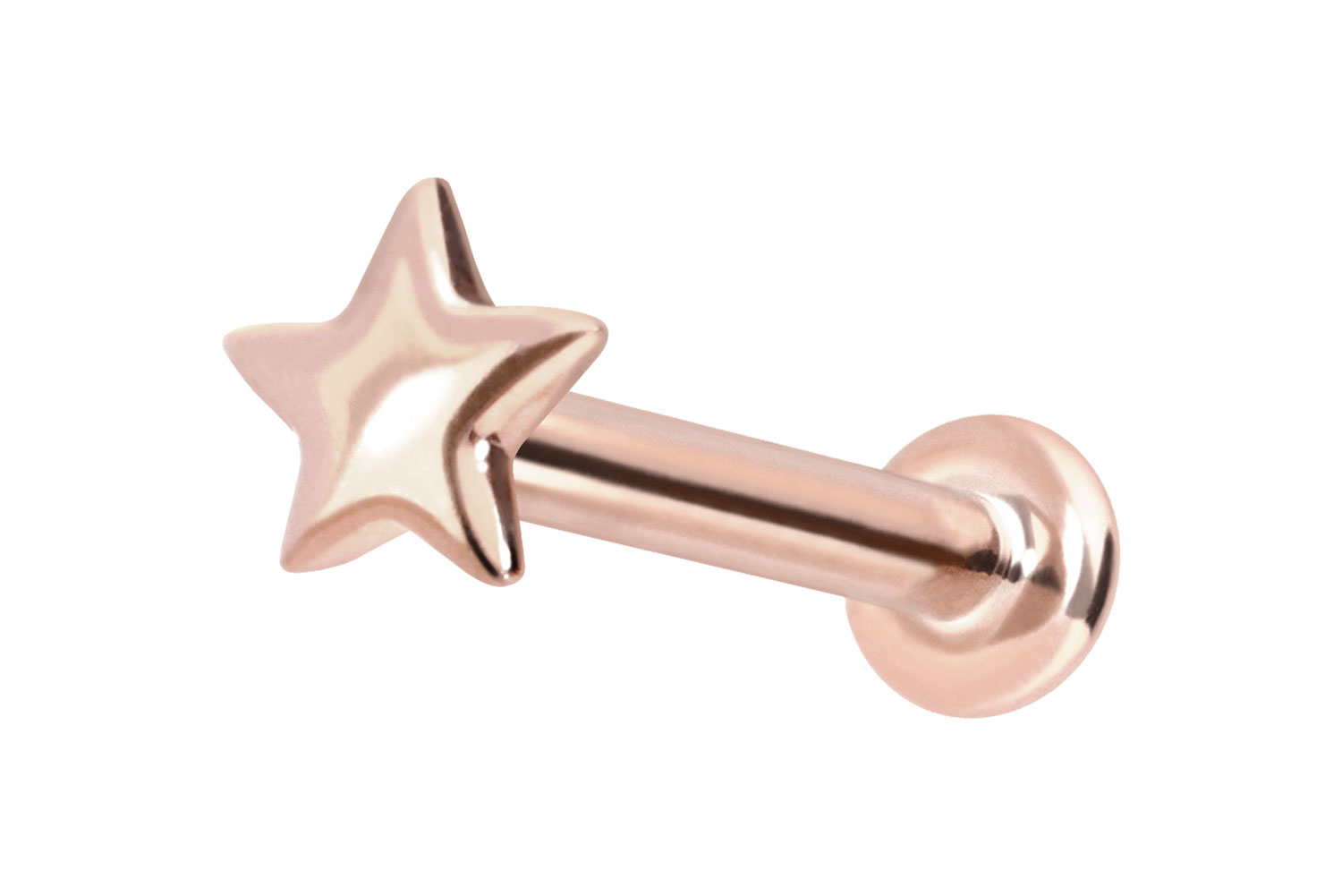 14 Karat Gold Labret Piercing mit Innengewinde STERN